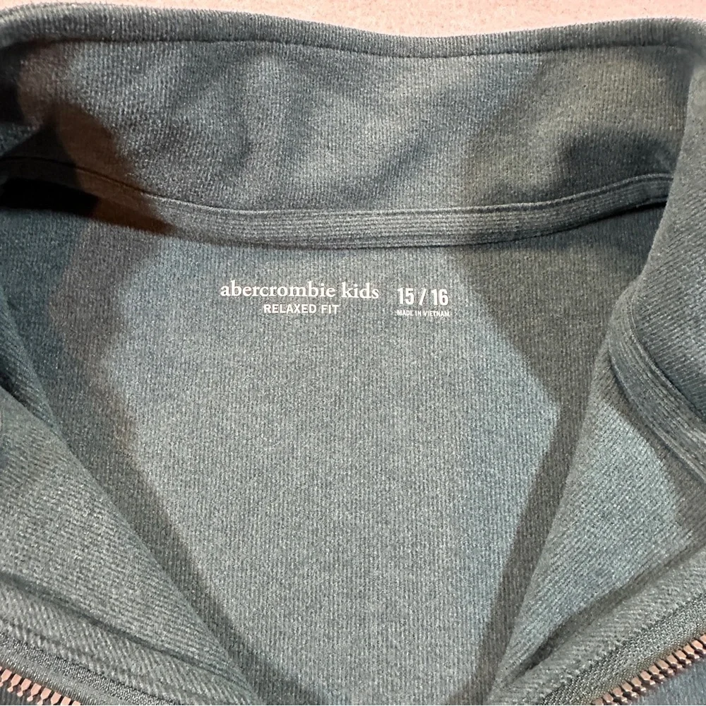Abercrombie Kids Boys‎ 15/16 Relaxed Fit Quarter Zip Pullover Teal Cozy Warm
